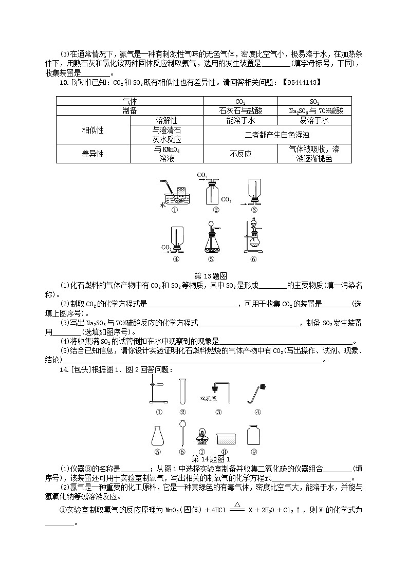 中考化学一轮复习考点精选练专题五《气体的制备》（含答案）03