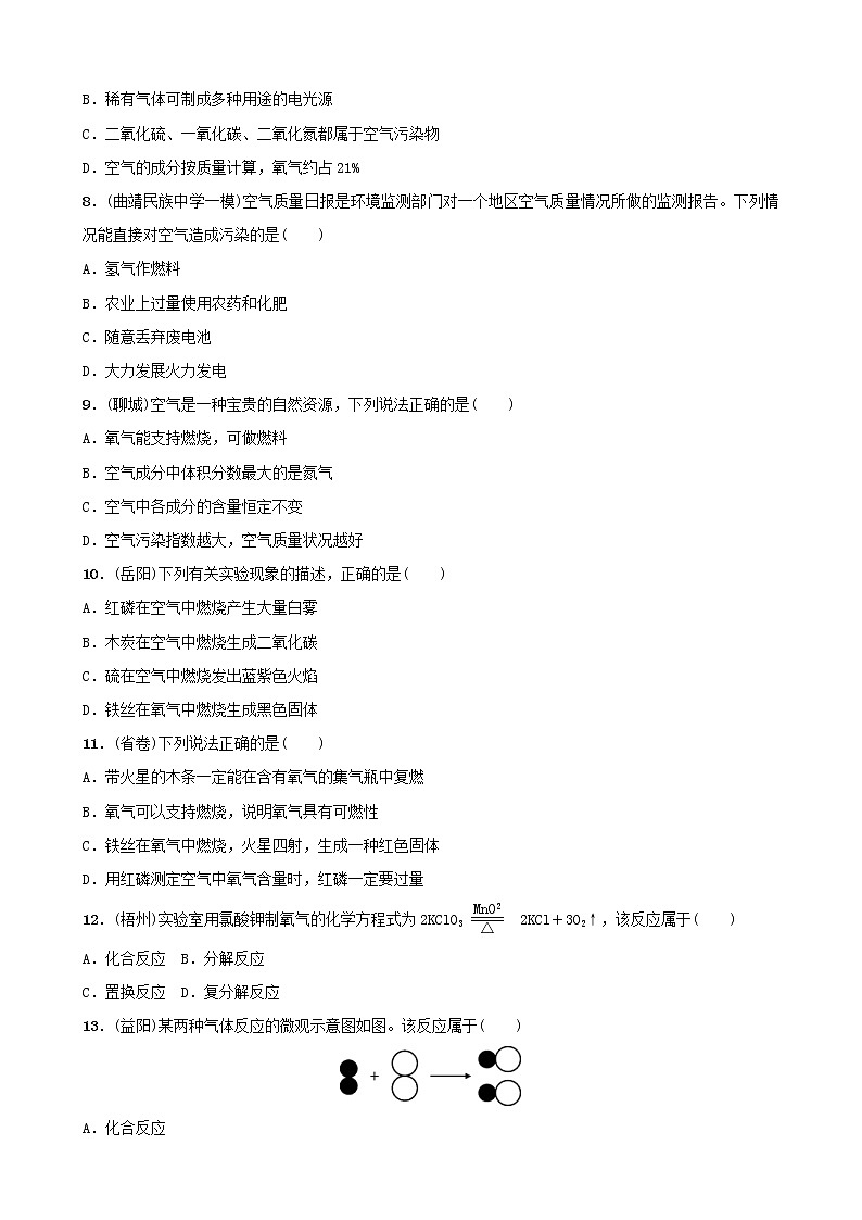 (通用版)中考化学一轮复习02我们周围的空气训练 (含答案)第2页