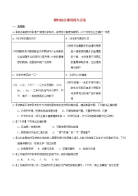 中考化学知识分类汇编练习卷： 燃料的合理利用与开发（无答案）