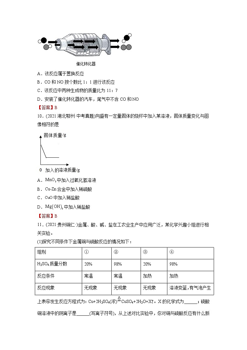 专题17 物质的相互反应与转化-2021年中考化学真题分项汇编（第04期）第3页