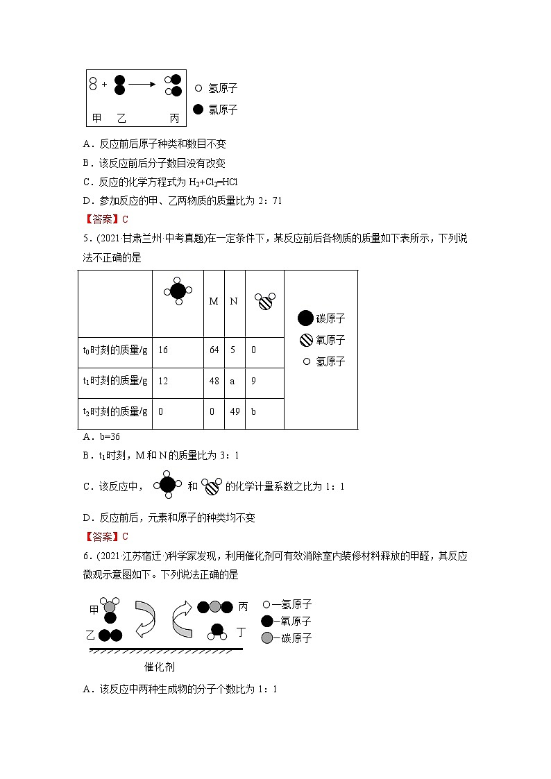 专题09 质量守恒定律和化学方程式-2021年中考化学真题分项汇编（第04期）第2页