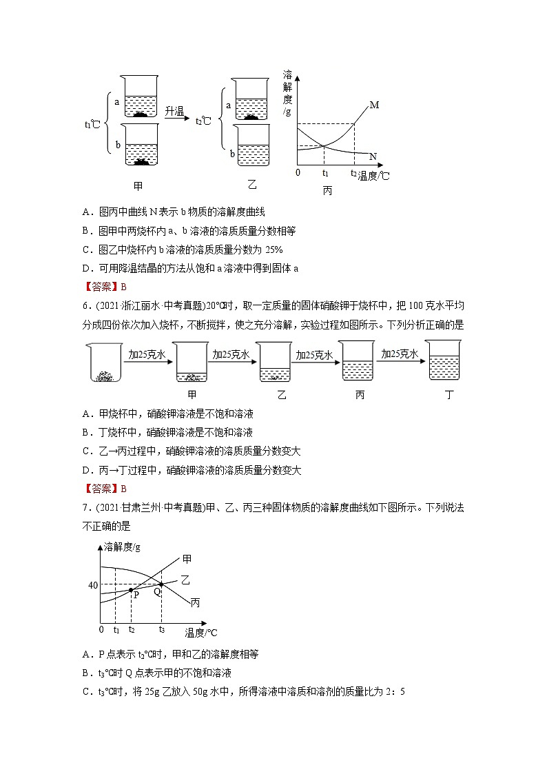 专题13 溶液-2021年中考化学真题分项汇编（第04期）第3页