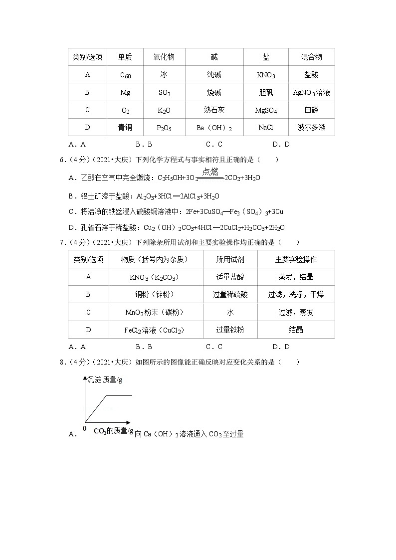 2021年黑龙江省大庆市中考化学试卷02