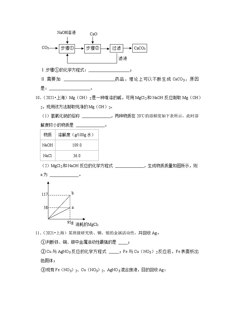 2021年上海市中考化学试卷03