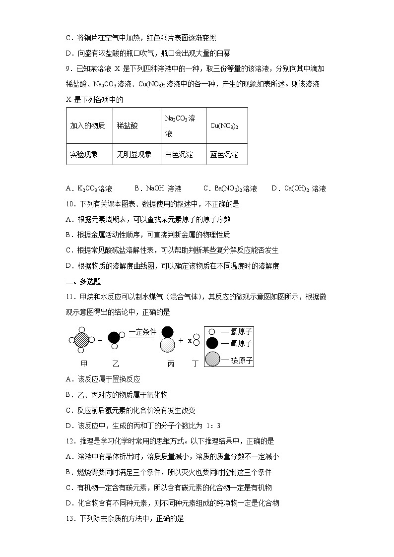 2022年山东省济南市高新区中考一模化学试题（word版含答案）03