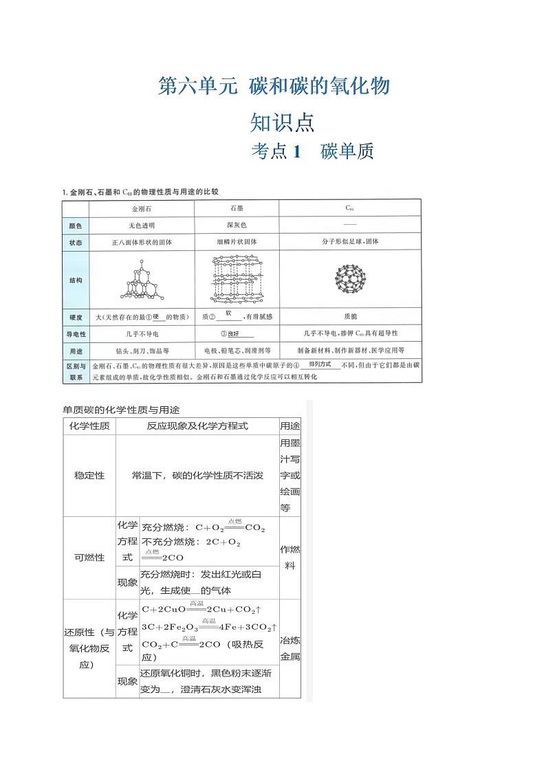 第六单元 碳和碳的氧化物（解析版）第1页