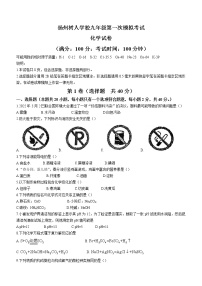 2022年江苏省扬州市扬州中学教育集团树人学校中考一模化学试题(word版无答案)