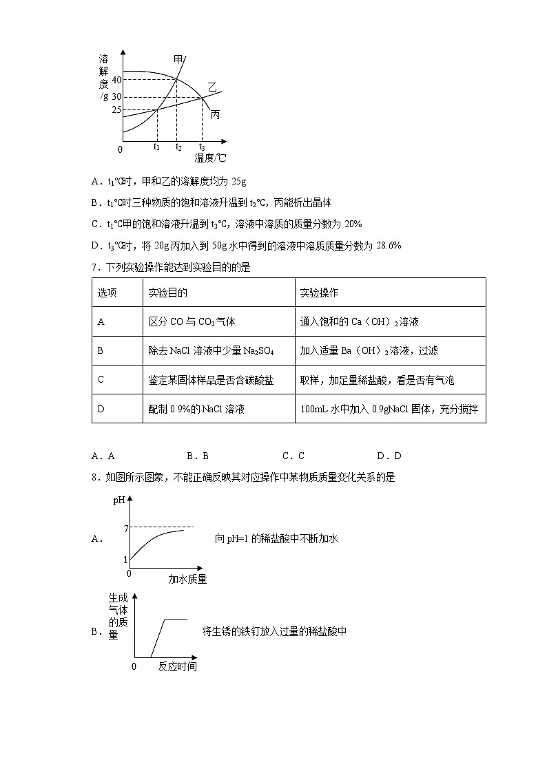 2022年四川省德阳市旌阳区中考一模化学试题(word版含答案)02
