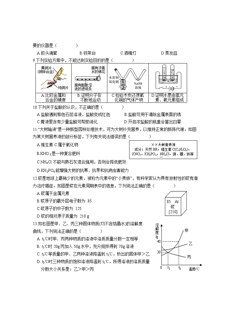 2022年广东省湛江市遂溪县第一次模拟考试（一）化学试卷(word版含答案)02
