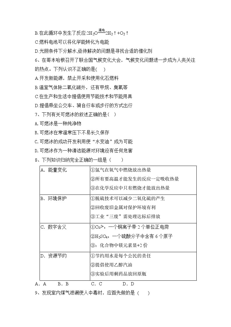 2022年中考一轮复习第7单元+燃料及其利用习题第2页
