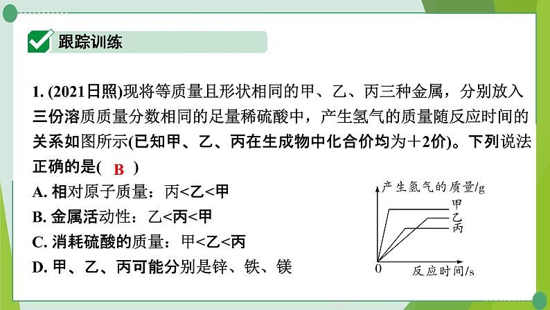 2022年中考化学一轮复习---专题14金属与酸反应的图像分析课件PPT02