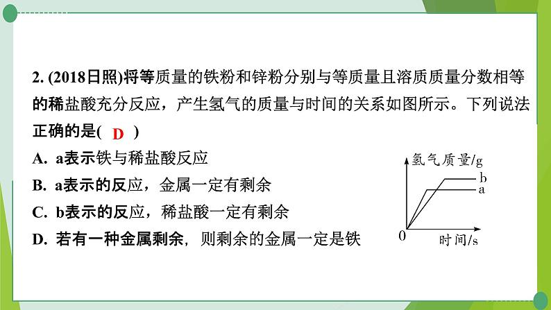 2022年中考化学一轮复习---专题14金属与酸反应的图像分析课件PPT03