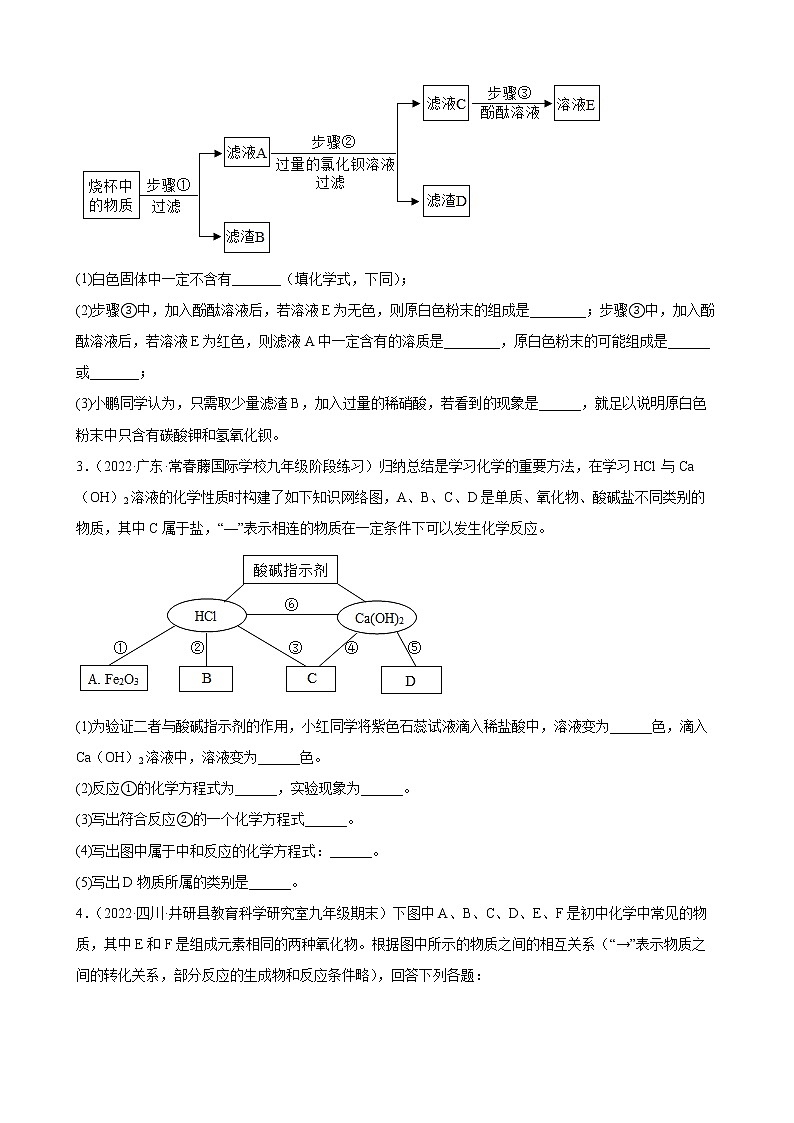 2022年中考化学二轮复习——物质的鉴别与推断第2页