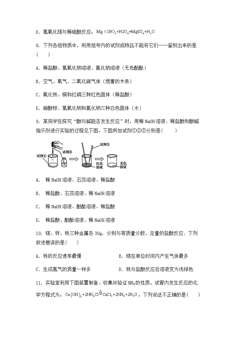 2022年中考化学专题复习酸和碱试题第3页