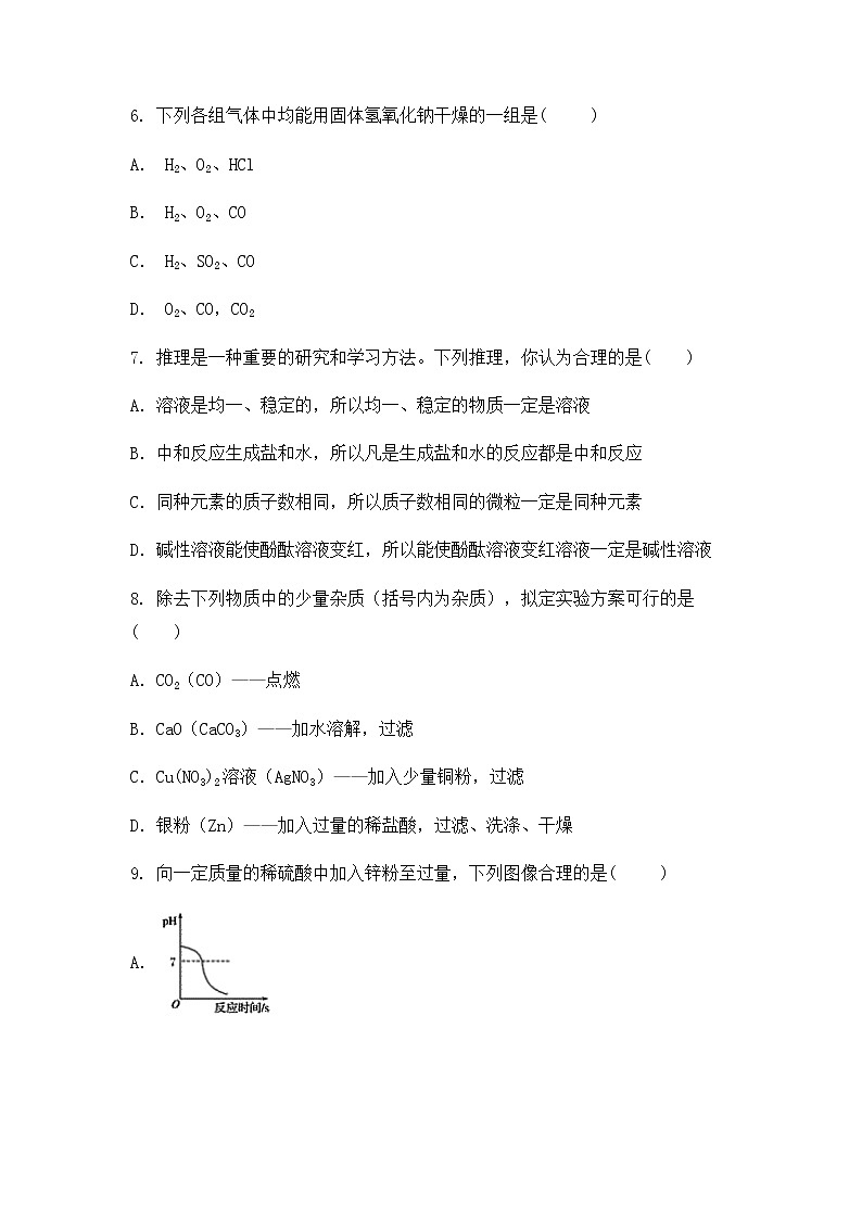 2022年中考化学专题复习+酸和碱试题第2页