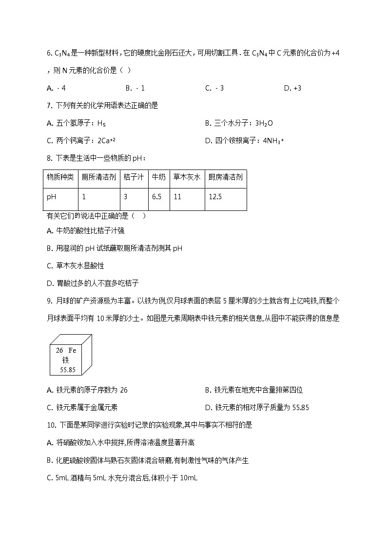 精品解析：2020年山东省泰安市中考二模化学试题（解析版+原卷板）02