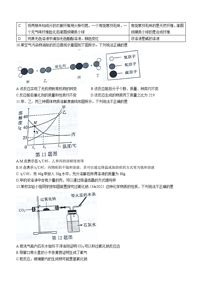 2022年安徽省亳州市利辛县中考模拟化学试题(word版无答案)第3页