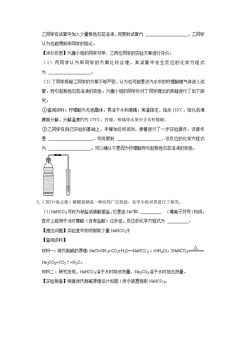 （2019-2021）江苏中考化学真题分项汇编专题12  探究性压轴实验题03