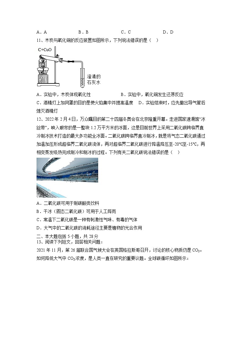 2022年安徽省安庆市中考化学第二轮复习---碳和碳的氧化物第3页