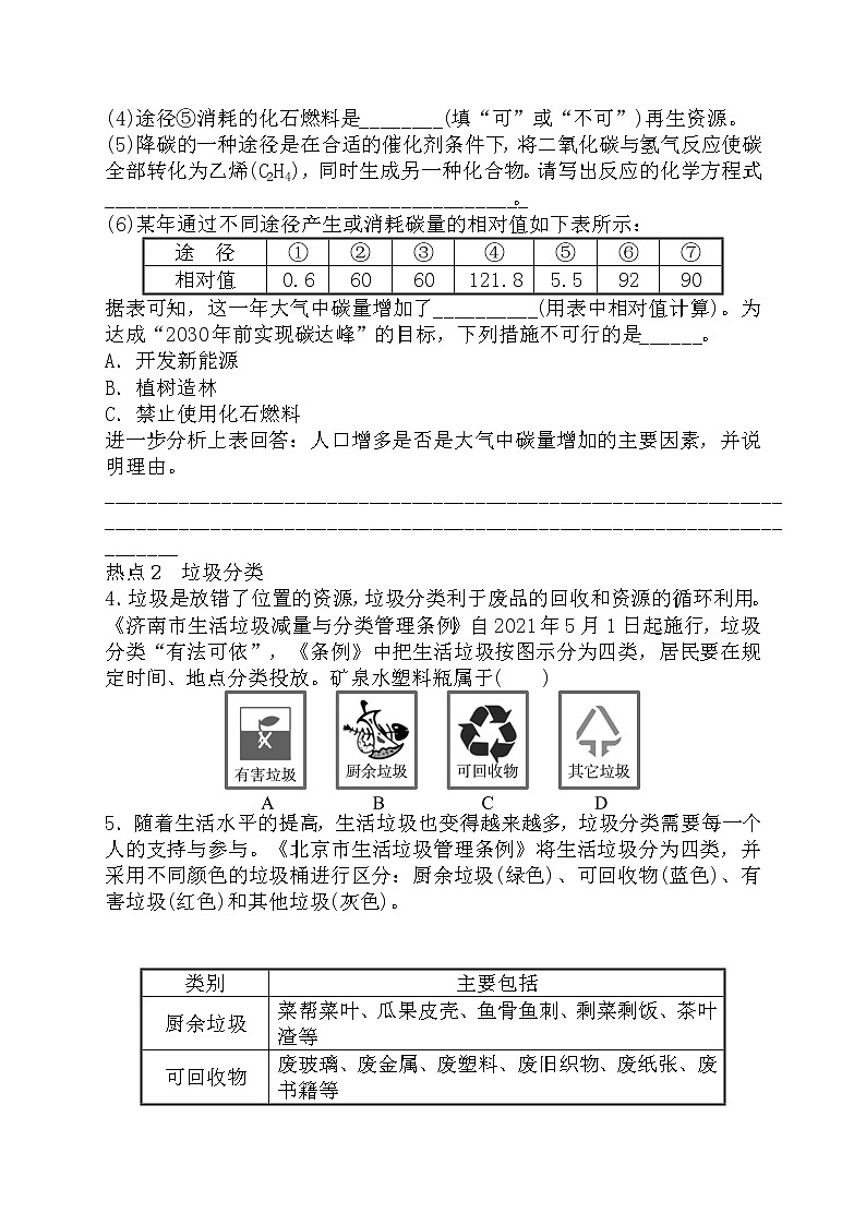 2022年中考化学二轮复习热点专项练一+化学与环境保护第2页