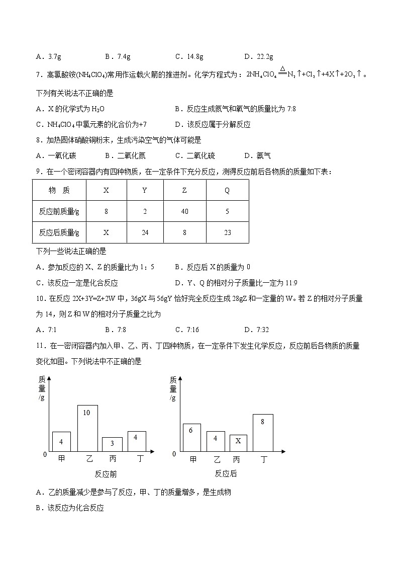 2022年中考化学二轮复习提升卷——质量守恒定律的应用第2页