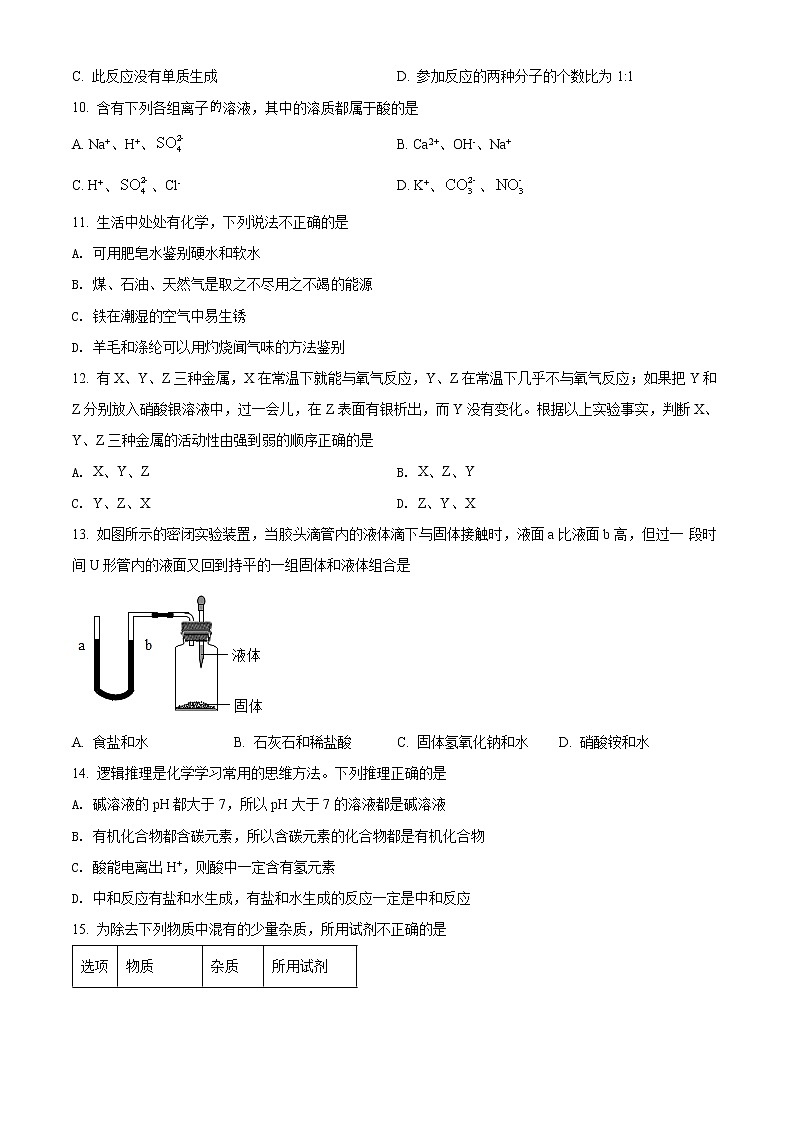 精品解析：2020年山东省聊城市冠县中考二模化学试题（解析版+原卷板）03