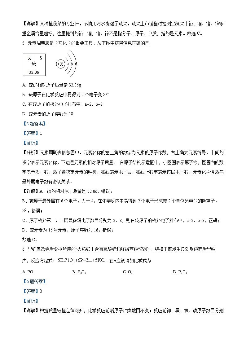 精品解析：2020年山东省聊城市冠县中考二模化学试题（解析版+原卷板）03
