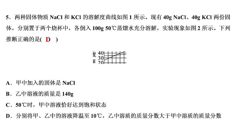 2022年湖南省益阳市中考化学专项集训1溶解度课件第6页