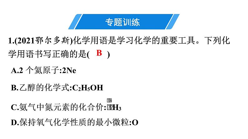 2022年中考化学专题复习突破重点专题3化学用语课件PPT第2页