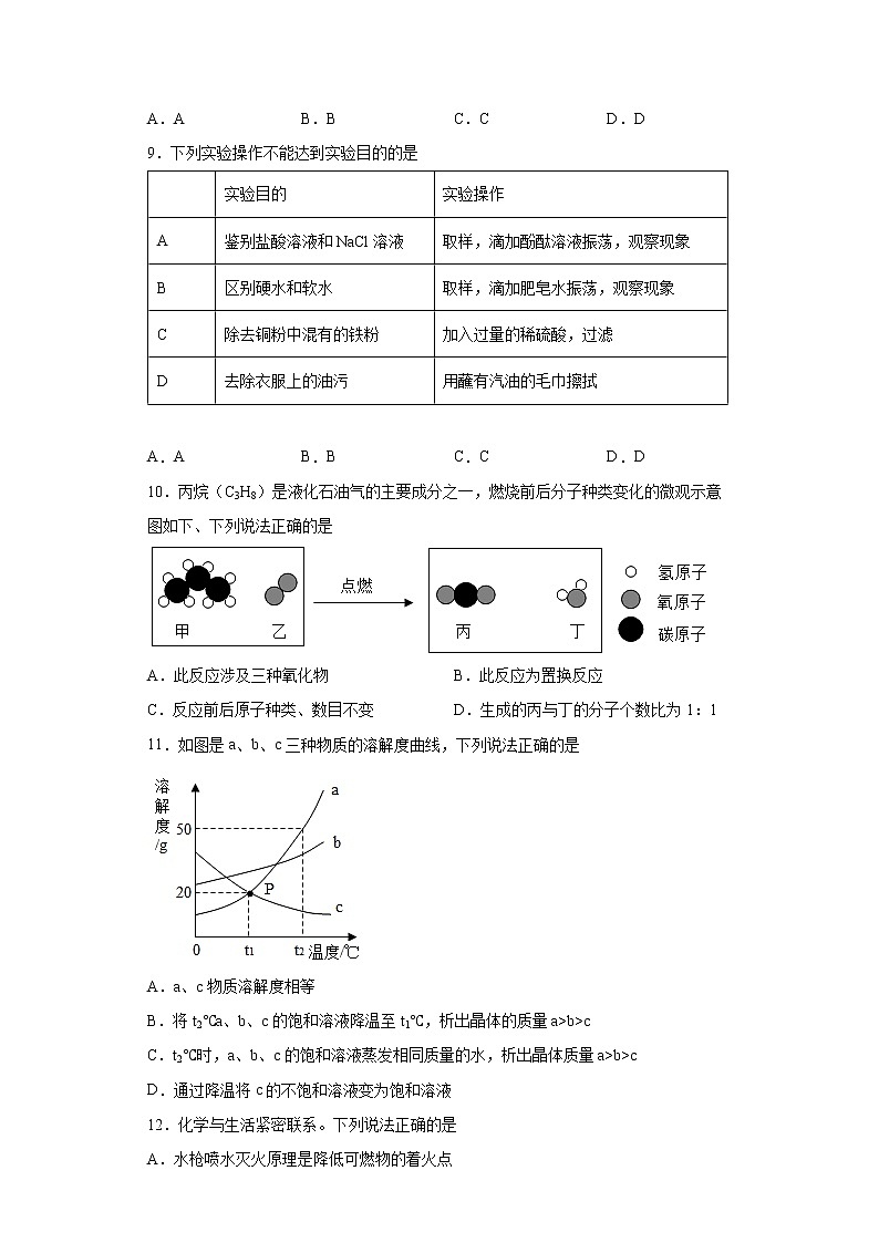2022年安徽省合肥市新站高新技术产业开发区中考一模化学试题(word版含答案)第3页