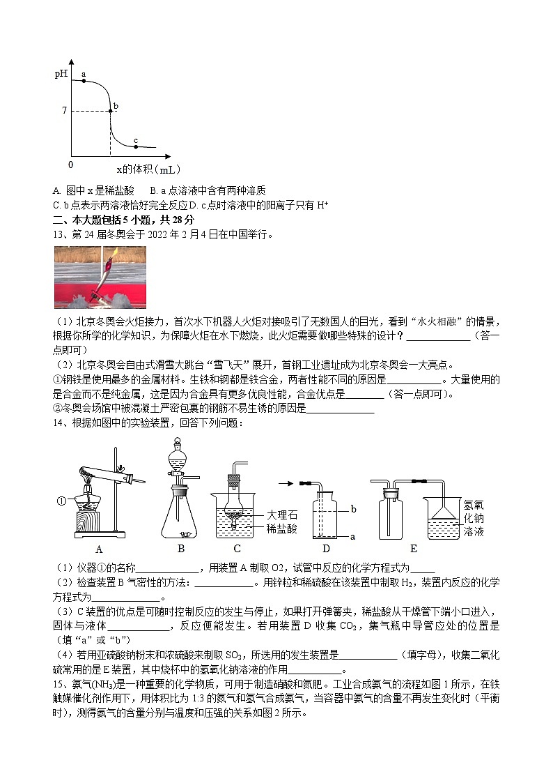 2022年安徽省桐城市杨公中学中考化学模拟题(word版含答案)03