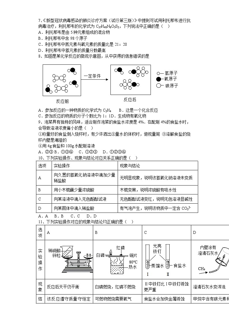 2022年安徽省中考化学仿真卷（二）(word版含答案)第2页