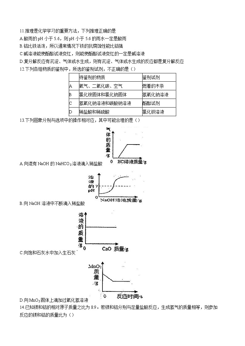 2022年河南省安阳市林州市九年级中考适应性考试（一模）化学试题(word版含答案)第3页