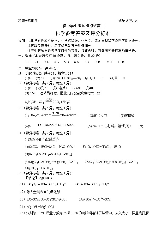 2021年山东省威海市乳山市中考二模化学试题（解析版+原卷板）01