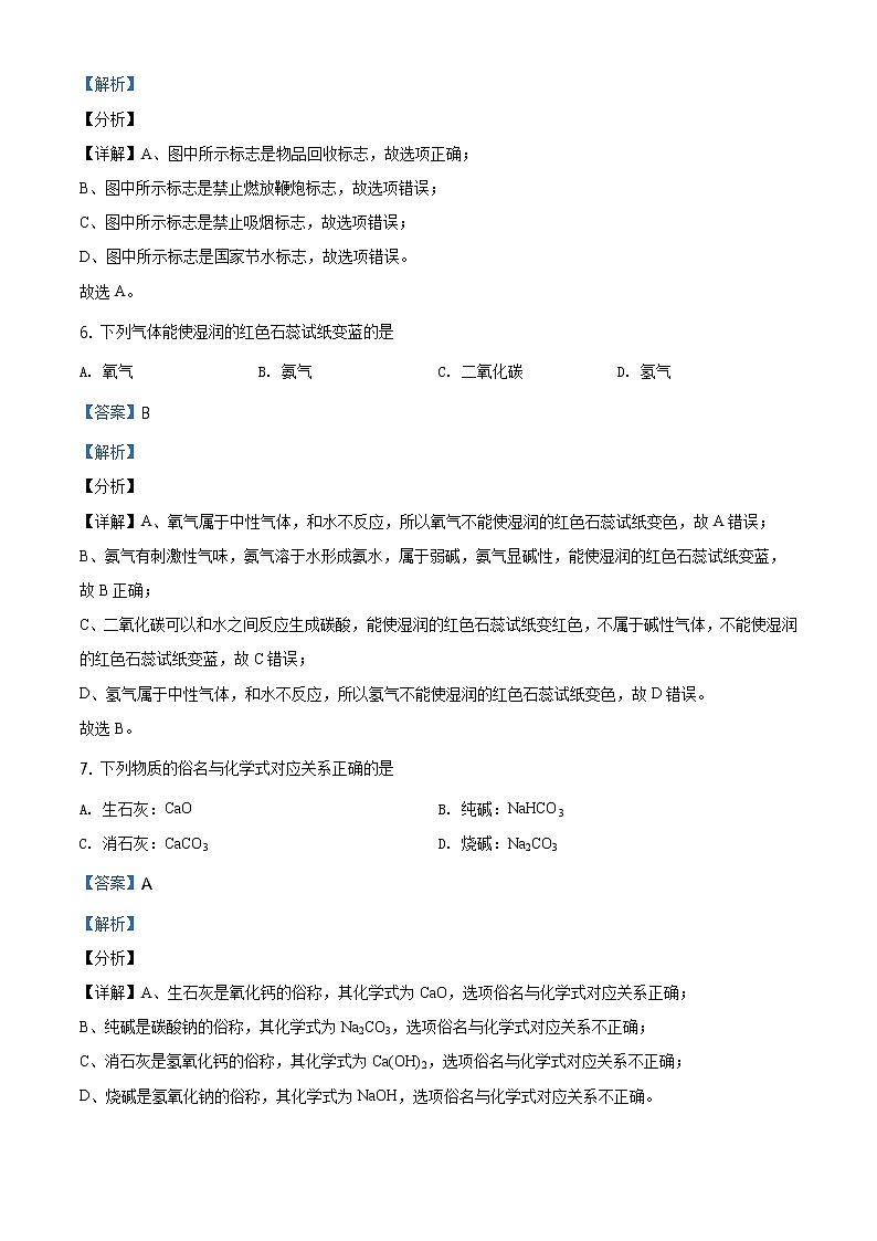 精品解析：2020年江苏省扬州市邗江区梅苑双语学校中考二模化学试题（解析版+原卷板）03