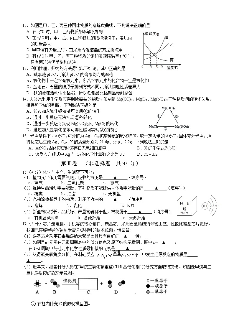 江阴市南菁2020-2021学年第二学期初三化学期中试卷（含答案）02