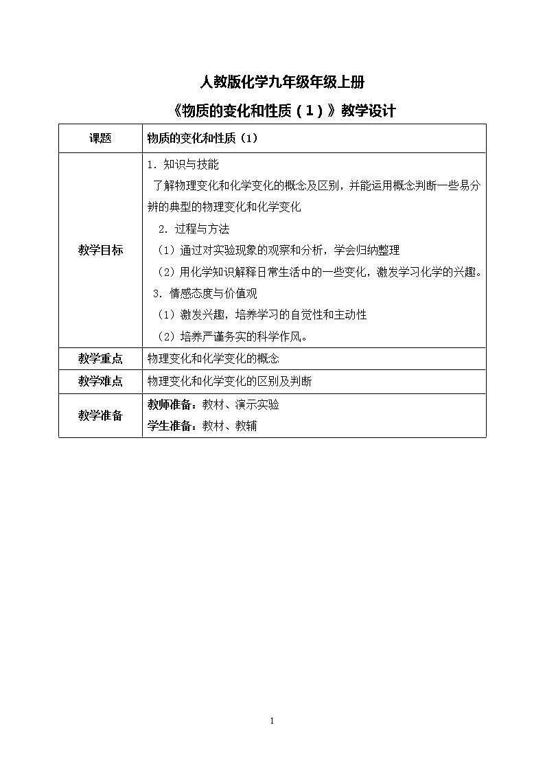 课题1《物质的变化和性质》第一课时课件+教案01
