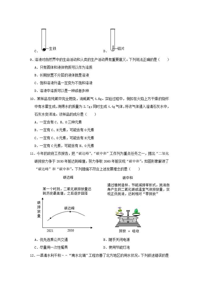 2021年山东省淄博市中考化学真题及答案03