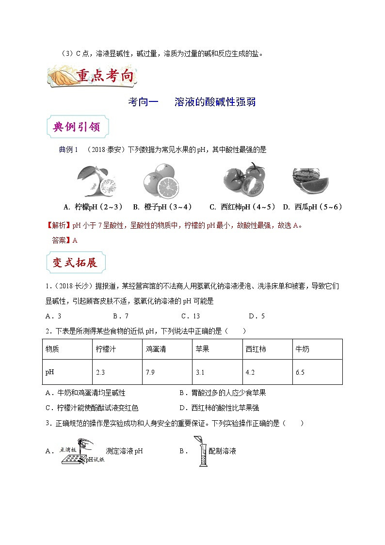 【专项练习】2021年中考化学分类汇编 考点31 溶液酸碱度的表示法——pH第3页
