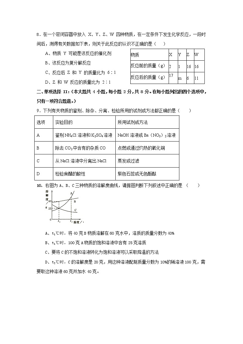 2022年广东省深圳市中考化学模拟卷4 (word版含答案)第3页