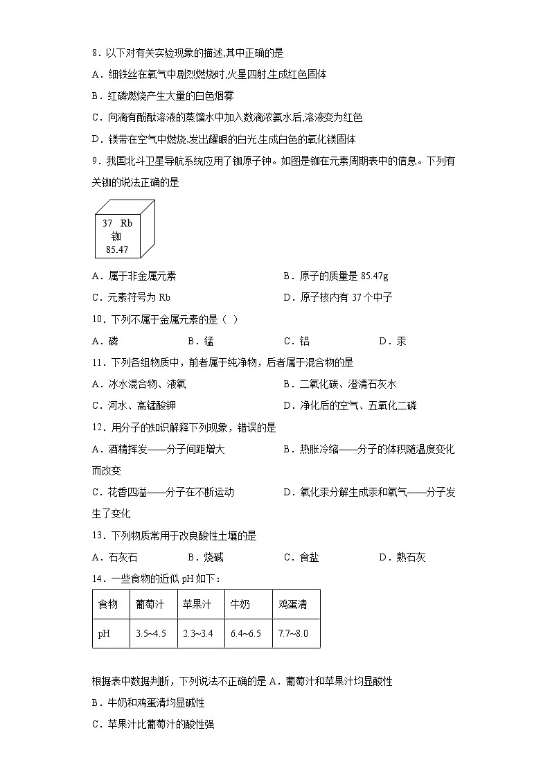 2022年广西桂林市灌阳县中考一模化学试题(word版含答案)02
