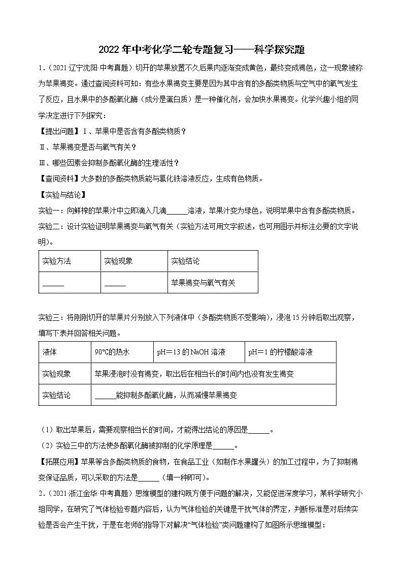 2022年中考化学二轮专题复习——科学探究题第1页