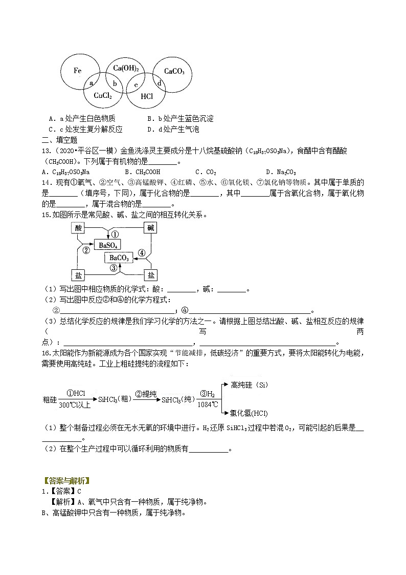 中考总复习：物质的分类及其相互关系（基础） 巩固练习第2页