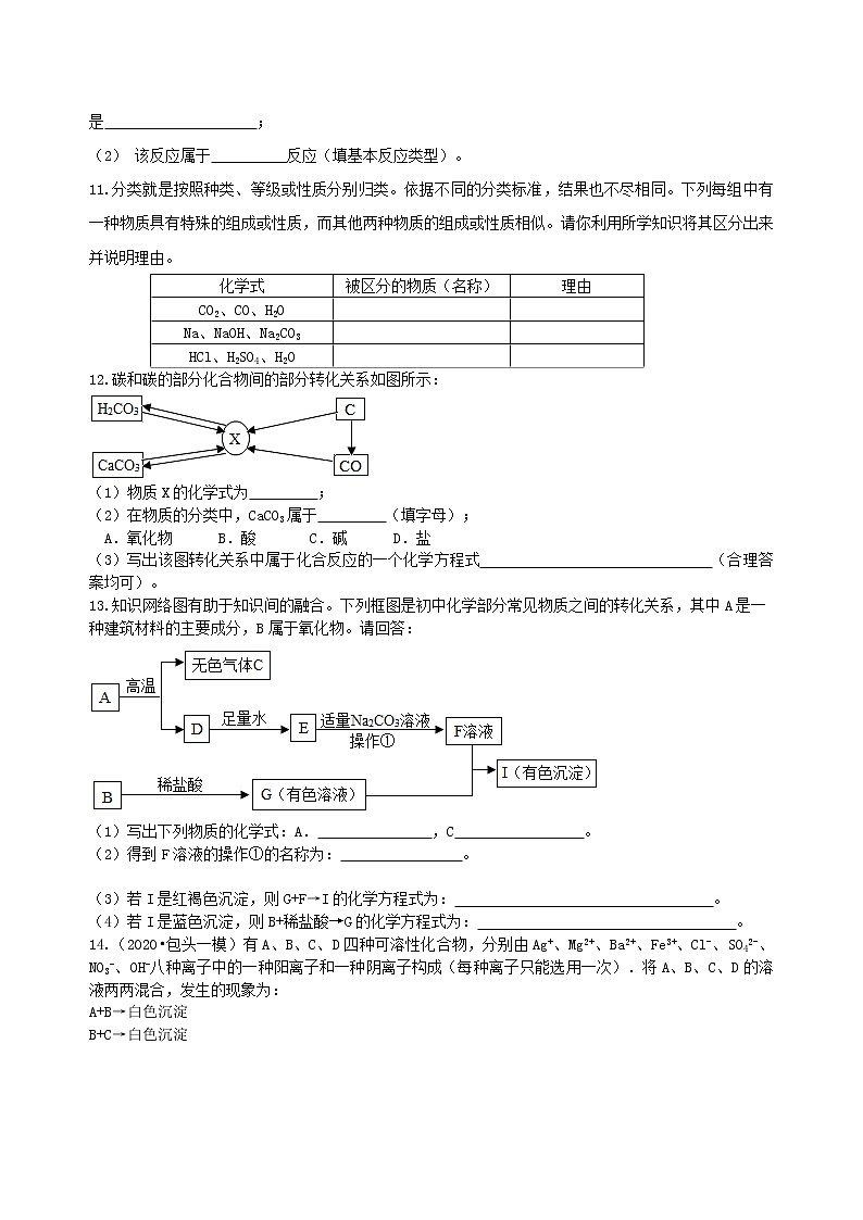 中考总复习：物质的分类及其相互关系（提高） 巩固练习第3页