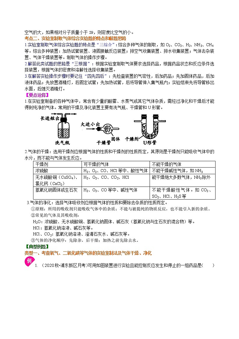 中考总复习：实验室制取气体的研究及实践（提高） 知识讲解第3页