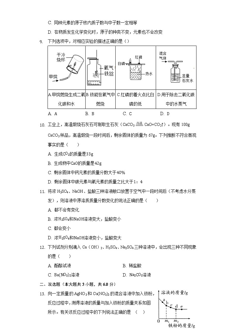 2022年天津市初中毕业生学业水平考试模拟试卷化学试卷(word版含答案)第3页