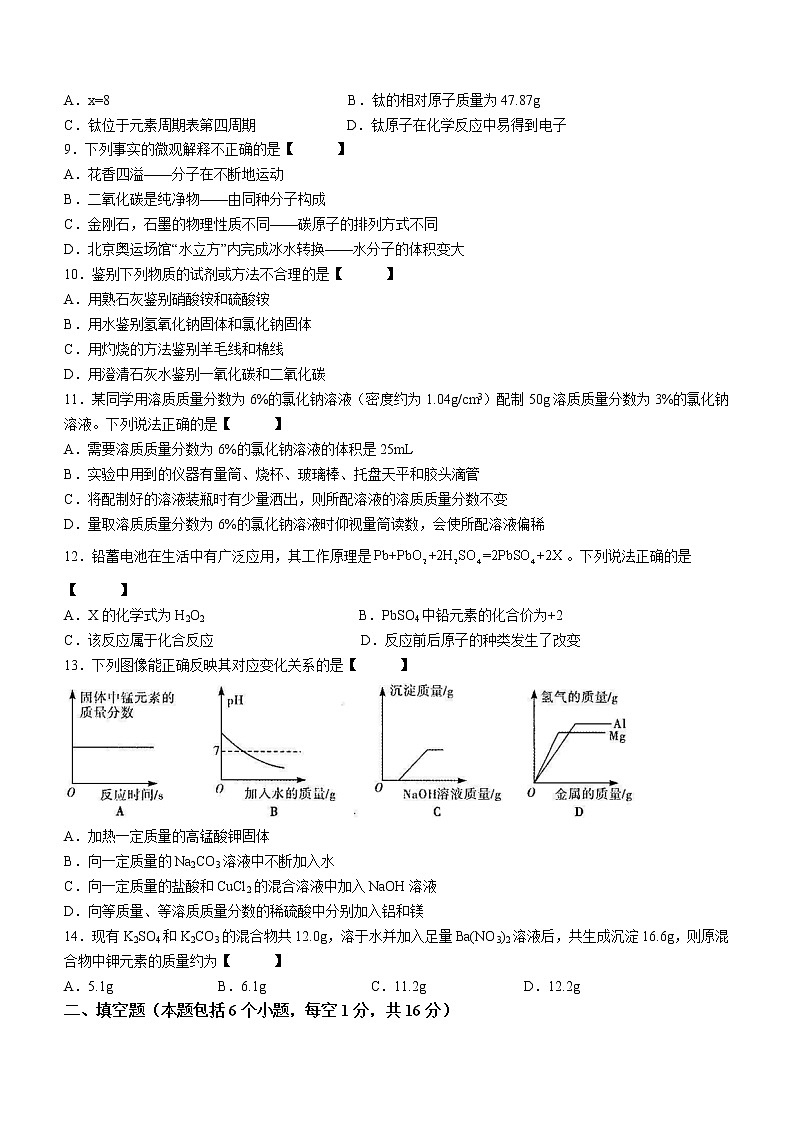 2022年河南省多校中考模拟测评（二）化学试题(word版含答案)02