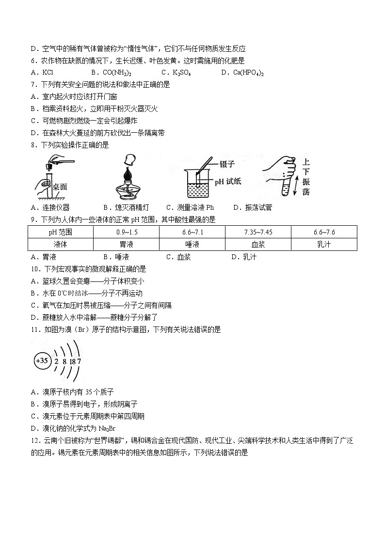 2022年云南省昆明市五华区中考一模化学试题(word版含答案)02