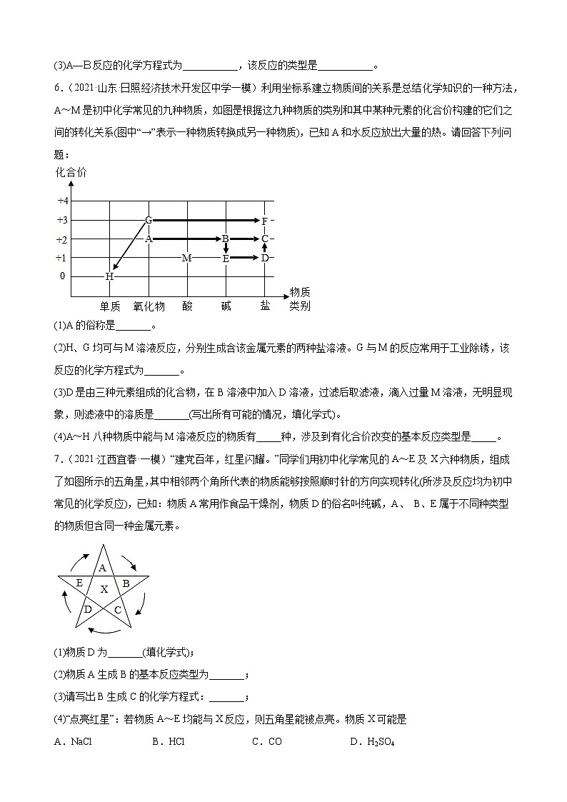 2022年中考化学二轮专题过关卷——物质或元素推断题03