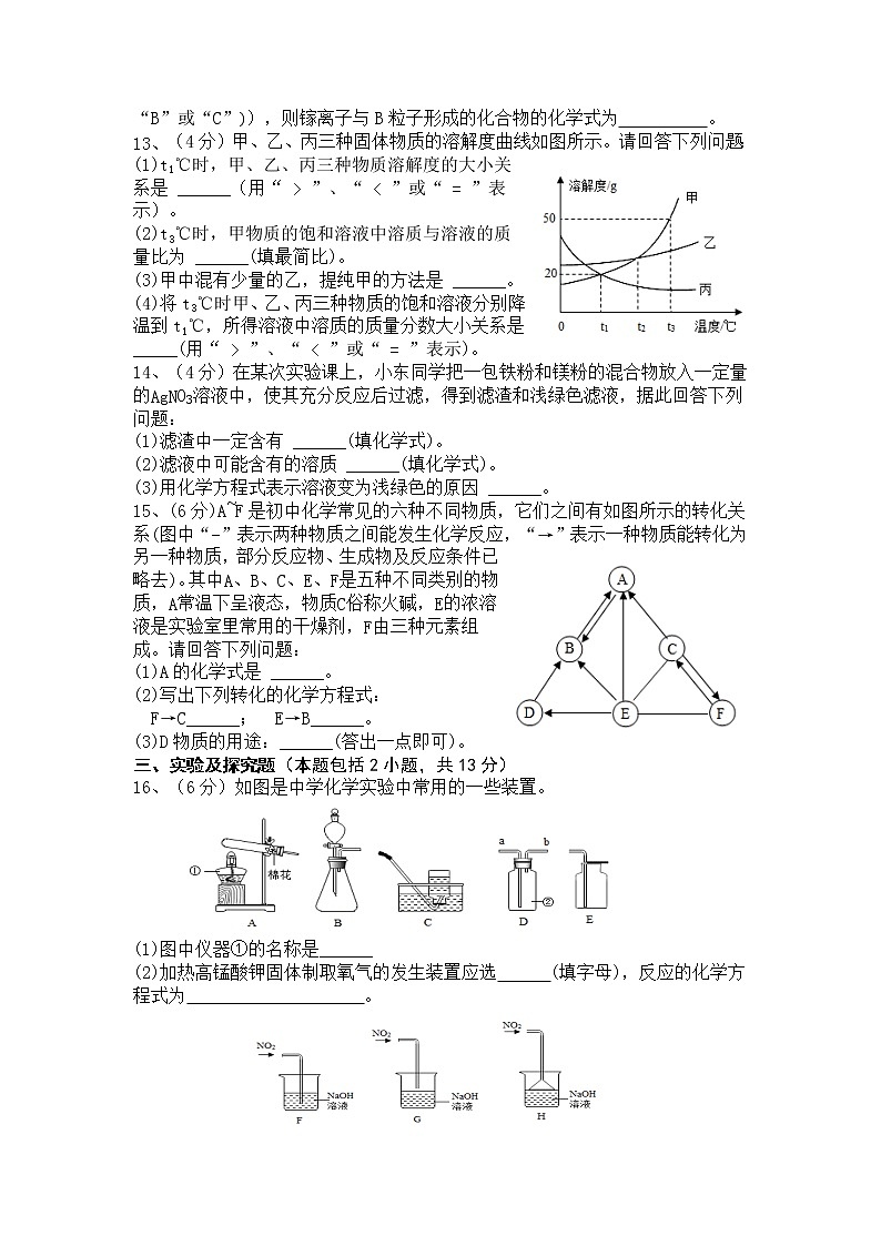 2022年陕西省宝鸡市渭滨区初中学业水平模拟考试化学试卷六(word版含答案)第3页